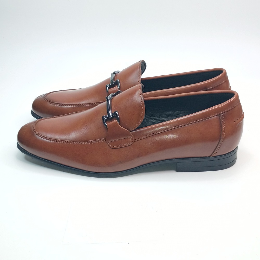 Alfani Otis Bit Loafer Men Size 8.5 M Brown Faux Leather Dress Shoes - Picture 3 of 11